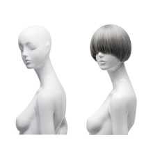 Fashion mushroom style mannequin head grey natural woman men cheap human short synthetic hair wig